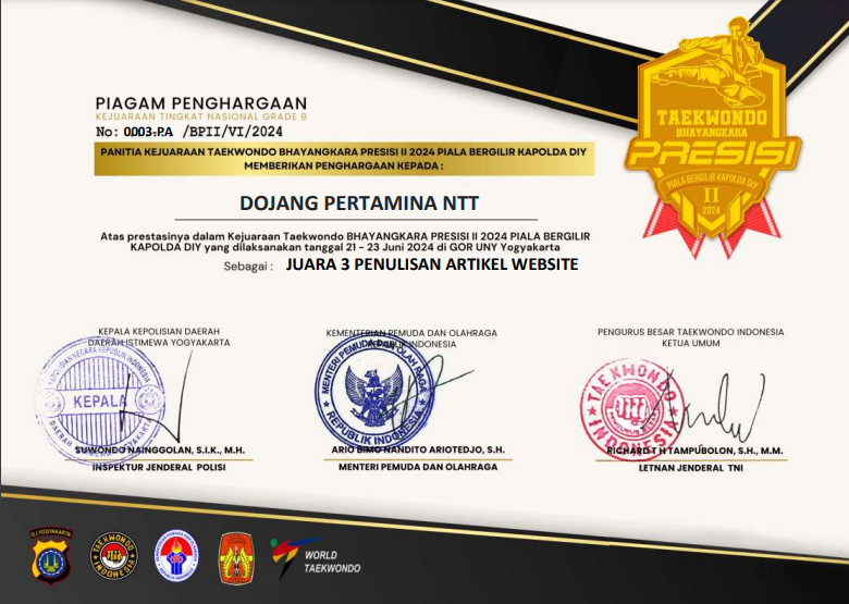 PERTAMINA TAEKWODO CLUB NTT JUARA III NASIONAL ti-pertaminatc.com